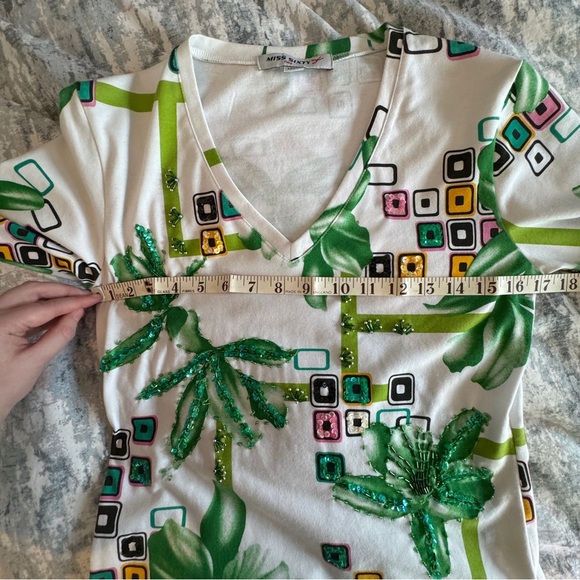 NWT VTG Miss Sixty RARE SAMPLE Top Sz Large Y2K Tropical Graphic Italy Geometric - Picture 15 of 16